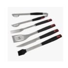 SET UTENSILIOS PARA BBQ CON MANGO PLASTICO 5 PZAS